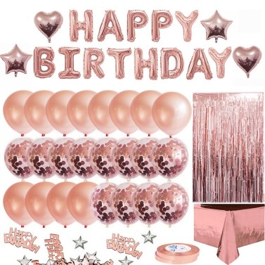 Rose Gold Birthday Party Decorations Set