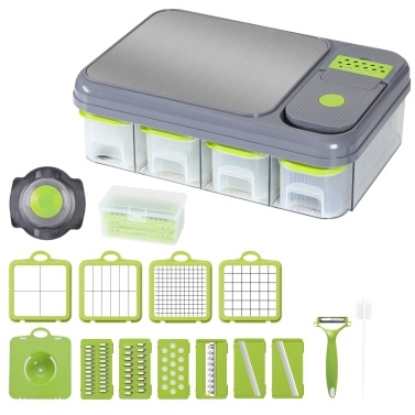 7 In 1 vegetable chopper with container and Lid Manual Hand Veggie Chopper Self Cleaning Mini Chopper Food Processor for Onion Garlic Multifunctional Kitchen Dicer Chopper with Egg White Separator Han