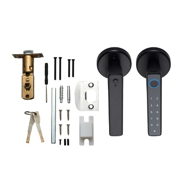 Wafu Smart Lock Keyless Entry Door Lock Handle Password Door Lock Tuya App Remote Operation BT 4-in-1 Keyless Biometric Door Lock for 35-55mm Office Home Bedroom Door