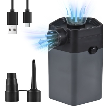 Mini Air Pump Cordless Rechargeable 6000pa 2850rpm Inflatable Deflatable 120L/min Electric Handheld Air Mattress Pump with 2 Nozzles for Pool Floats Sleeping Pads Swimming Rings Vacuum Storage Bags