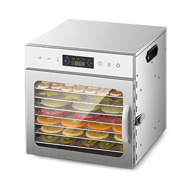 Dehydrators for Food and Jerky with 24H Timer and Light, 8 Drying Racks 400W 30-90℃ Vegetable Fruit Dehydrator with Touchscreen Control and Visible Window for Home Commercial Use