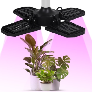 Grow Lights for Indoor Plants 240 LEDs Full Spectrum Red Blue Light 4 Blades Full Coverage 90° Collapsible Waterproof Outdoor Indoor Plant Growing Lights with E27 Base