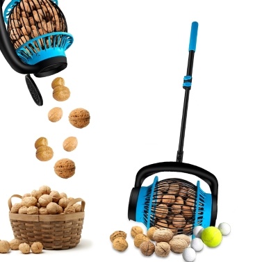 Nut Gatherer Portable Pine Cone Picker Upper Quick Picker Retractable Grip Fruit Ball Nut Collector Capacity 1.3 Gallon Side Opening Dum for Walnuts Pecans Chestnuts Tennis Ball Lemons Outdoor Tools