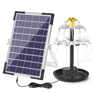 6W Solar Fountain Pump with 9 Nozzles Solar Powered Water Fountain Pump for Garden Pond Pool Fish Tank Aquarium and Outdoor