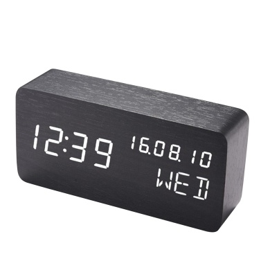 Desk Wooden Alarm Clock with Voice Control