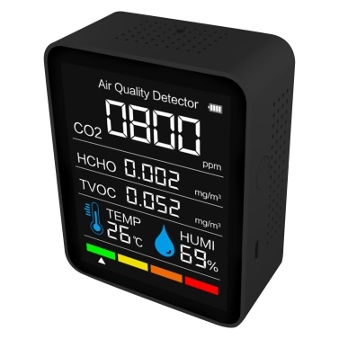 Air Quality Monitor Carbon Dioxide Meter 5in1 for Test Temperature Humidity Carbon Dioxide TVOC HCHO BT App 1440 Groups of Data