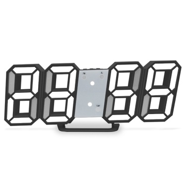 Digital Alarm Clock 3D LED Digital Wall Clock Time Date Temperature Display Brightness Adjustable