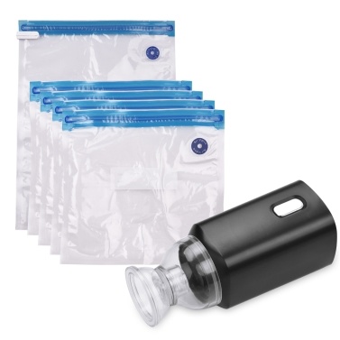 Electric Pump with Vacuum Storage Bags with USB Cable 5 Storage Bags Rechargeable Portable for Travel Home Use Save Space   White