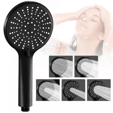 Hand-held Shower, Large Panel 4.7 inch Shower, Hand-held Water-saving Shower, 5 Adjustable water Spray Modes, With Punch-free Bracket and Hose