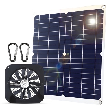 20W Solar Powered Fan 10 Inch Waterproof USB Solar Panel Vent Exhaust Fan High Speed Air Flow Outside Kit for Chicken Coops Greenhouses Sheds Pet Houses Windows