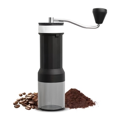 Manual Coffee Bean Grinder for Home Use 40 Level Adjustable Espresso Grinder with Clear Bin Double Bearing Positioning With Long Hand Crank Portable Coffee Grinder for Camping Travel