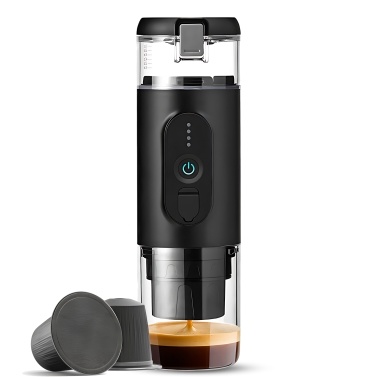 Portable Electric Espresso Coffee Machine Cordless Heating Single Serve Mini Coffee Maker with 2-IN-1 Coffee Powder/Capsule Bin 18Bar Pump Pressure Auto Brew Built-in 2500mAh Battery