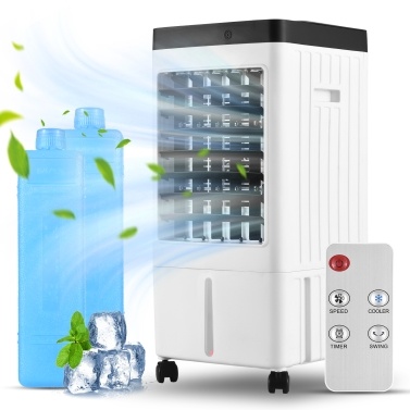 Evaporative Air Cooler 100° Oscillation Swamp Cooler with 2 Ice Boxes / 2.11 Gal Water Tank 3 Wind Speeds Quiet Operation Bladeless Cooling Fan Humidifier for Indoor Home Office Dorm Use