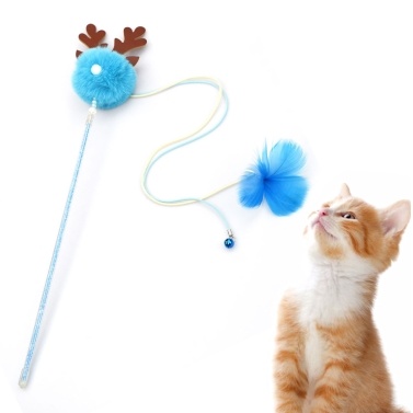 Cat Interactive Stick with Balls Bells Feather Wand