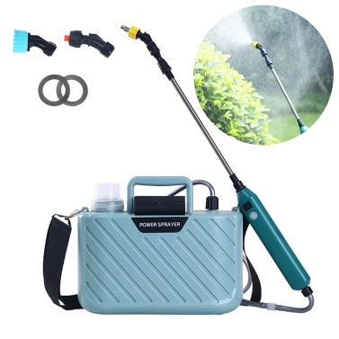Battery Powered Garden Sprayer with 2 Nozzles 1.32 Gallon/5L Lawn Water Sprayer with USB Rechargeable Handle and Telescopic Wand Portable Electric Sprayer with Shoulder Strap for Gardening