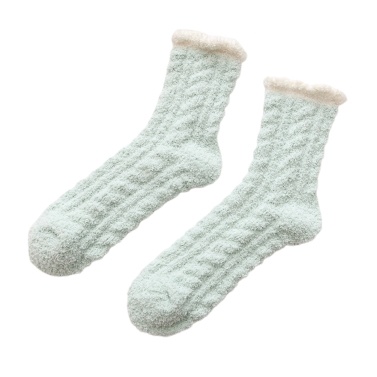 Autumn and Winter Solid Color Coral Fleece Sleeping Socks Thickening Warm Socks