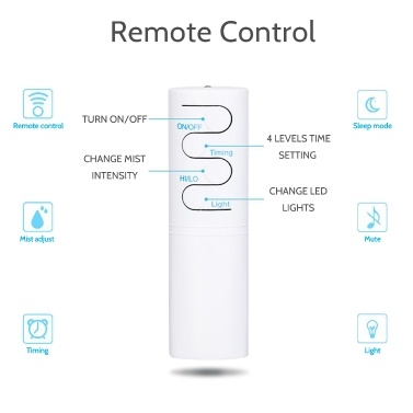 480 ml Ultraschall Akustische Luftbefeuchter Aroma Diffusor Nebelhersteller mit Fernbedienung Buntes Licht Design 4 Stufen Timer Zeiteinstellung für Yoga Entspannen Office Home Schlafzimmer Wohnzimmer Studie Spa