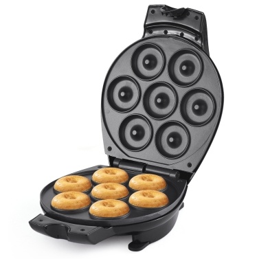Household Mini Donut Maker Electric Donut Machine 700W Non-Stick Surface Makes 7 Doughnuts Breakfast Machine for Making Breakfast Snack Dessert Baking Tool