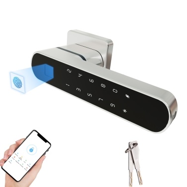 Fingerprint Smart Door Lock with Handle 4 in 1 Keyless Entry Tuya APP Key Passcodes Smart Electronic Door Handle Door Knob for Front Door Bedroom Apartment Hotel