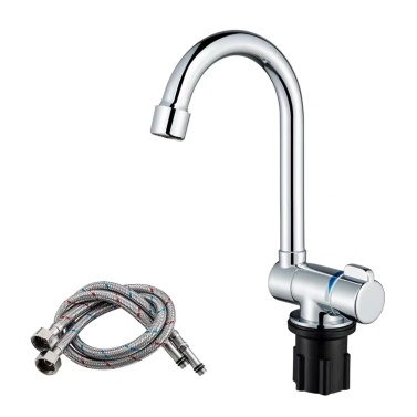 Folding Kitchen Faucets Single Handle Tap with Water Supply Hoses 360 Degrees Swivel for RV Yacht Basin