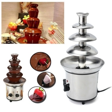 Chocolate Fountain, 4 Tiers Electric Melting Machine, Fondue Pot Set, for Chocolate Candy, Ranch, Nacho Cheese,EU 220V