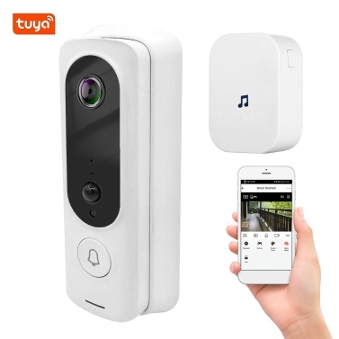 WiFi Video Doorbell Camera Wireless 1080P HD Camera 2-Way Audio Motion Detection Infrared Night Vision Real-time Monitor Support Tuya APP Waterproof Cover Support Storage Card