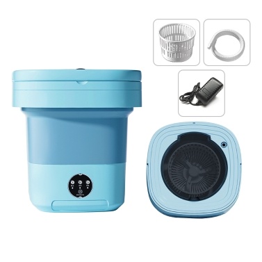 8L Portable Mini Washing Machine with UV Sterilization Foldable Spin Dryer with Drain Basket Drain Hose for Travel Housing