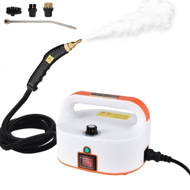 Portable Steam Cleaner 1500W High Temperature High Pressure Mobile Cleaning Machine Steam Cleaner 50-400ml/min Multi Purpose 3.5Bar Handheld Pressurized Steam Cleaner with 3 Brush Heads for Cleaning W