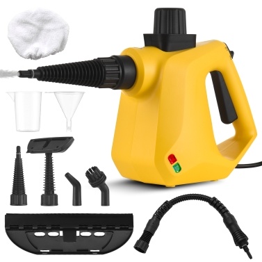 Pressurized Handheld Multi-surface Natural Steam Cleaner with 9pcs Accessories for Home Portable Floor Deep Cleaning Steamers with Ergonomic Handle 9.8ft Cable for Hardwood and Tile
