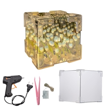 DIY Tulip Lamp 2-in-1 Mirror Flower Night Light Unfinished Handmade Craft Decorative Lamp 24 Flower for Bedroom Living Room Desktop Creative Birthday Present for Mother Girl Couple Friend