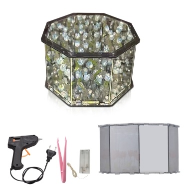 DIY Tulip Lamp 2-in-1 Octagon Mirror Flower Night Light Unfinished Handmade Craft Decorative Lamp for Bedroom Living Room Desktop Creative Birthday Present for Mother Girl Couple Friend