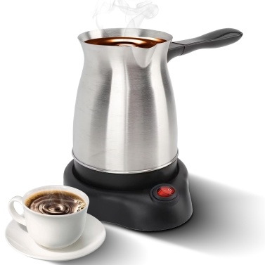 Electric Turkish Coffee Maker Machine with 600ml/20oz Coffee Pot Multifunctional Espresso Maker Tea Milk Pot 600W Stainless Steel Heating Coffee Pot with Dual Protection Ergonomic Anti-scald Handle