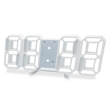 Digital Alarm Clock 3D LED Digital Wall Clock Time Date Temperature Display Brightness Adjustable