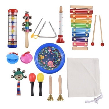 14Pcs Wooden Percussion Instruments Set - Interactive Musical Toys for Kids