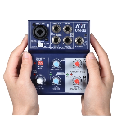 Muslady SM-33 Mini 3-Kanal Soundkarte Mischpult Digital Audio Mixer
