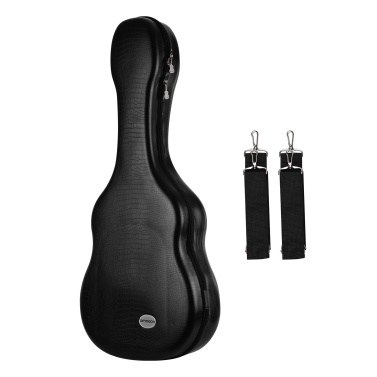 ammoon 41 Inch Acoustic Guitar Gig Bag Lightweight Hardshell Carrying Case PU Exterior Plush Lining with Detachable Shoulder Straps