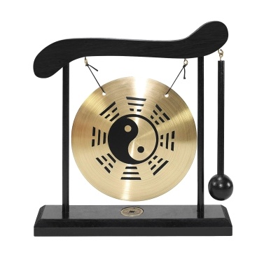 Mini Desktop Gong Table Wind Chime Percussion Instruments with Mallet for Home Decor Housewarming Gift - Taiji Symbol Chinese Gossip Chart