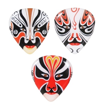 3Pcs ABS Guitar Picks with Peking Opera Mask Ukulele Finger Picks Musical Instrument Accessory