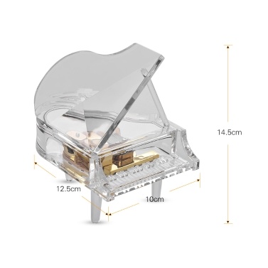 Mechanical Wind-up Piano Shape Music Box without light