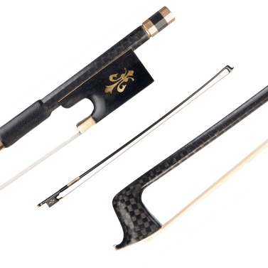 4/4 Violin Fiddle Bow Carbon Fiber Round Stick Ebony Frog Horsetail Hair Well Balanced