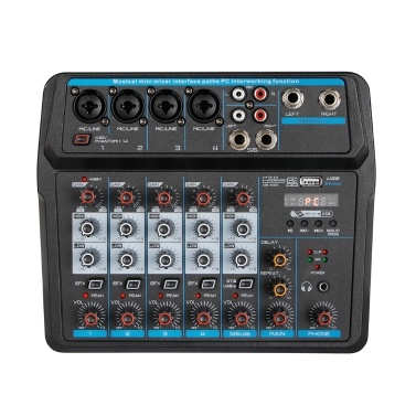 Compact 6-Channel USB Mixing Console Digital Audio Mixer