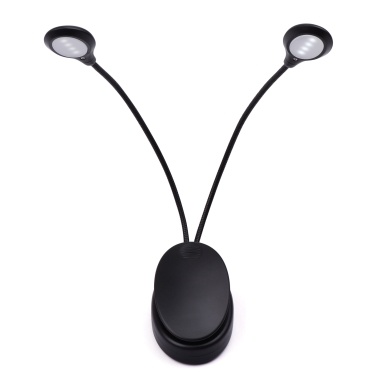 Clip-on Light Portable Clamp Lamp Rechargeable Reading Light with Dual Flexible Arms 8 LEDs 3 Brightness Levels for Music Stands Desk