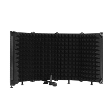 Microphone Isolation Shield Portable Tabletop Sound Absorbing Foam Reflection Filter Mic Soundproof Shield for Audio Recording Singing Studio (5-Panel)