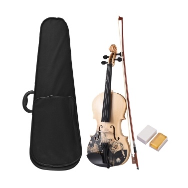 4/4 Acoustic Violin Basswood Topboard Side Back Board Maple Scroll with Carry Case Bow Rosin