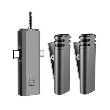 S17 Mini Wireless Lavalier Microphone 3 in 1 Receiver for Mobile Phone 360° Omnidirectional Lapel Mic - 1 Receiver & 2 MIcrophones
