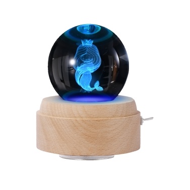 Crystal Ball Music Box Rotating Luminous LED Light Box