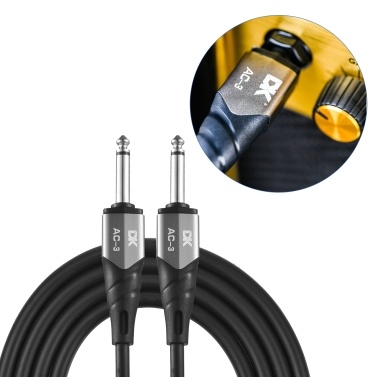 DK Guitar Connecting Cable 3.0 Meters 10ft Instrument Cable Noise Reduction Audio Cable 6.35mm Male Jack Audio Cord for Electric Guitar Bass