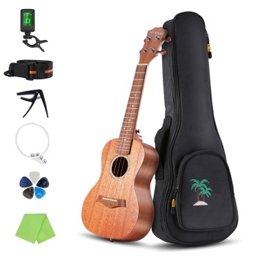 ammoon 23 Inch Acoustic Ukulele Kit Mahogany Plywood Ukelele