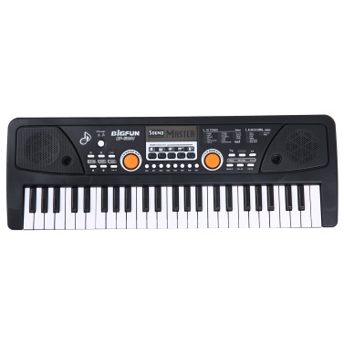 BIGFUN 49 Keys USB Electronic Organ Kids Electric Piano with Microphone Black Digital Music Electronic Keyboard