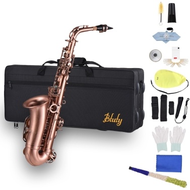 Btuty Professional E-flat Alto Saxophone - Red Bronze with Abalone Shell Keys & Carve Pattern